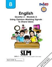 Quarter 2 Module 2: Opinion Marking Signals .